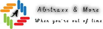 A black and white image of the words abstrax.